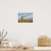 Landschap met windmolens en schapen poster (Keuken)