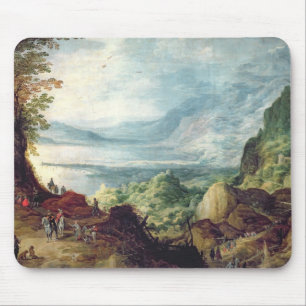 Landschap met Zee en bergen (olie op doek) Muismat