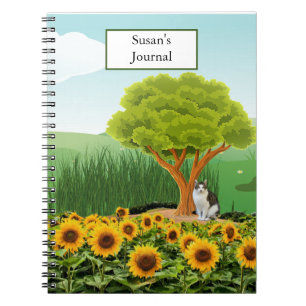 Landschap met zonnebloemen/Jouw naam toevoegen Jou Notitieboek