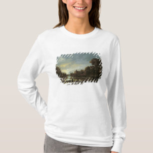 Landschap Moonlit River met Cottages T-shirt