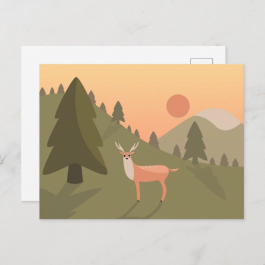 Landschap Natuur van het Deer-gebergte Wilde Park Briefkaart (Voorkant / Achterkant)