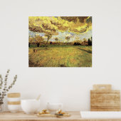 Landschap onder een Stormy Sky van Vincent van Gog Poster (Keuken)