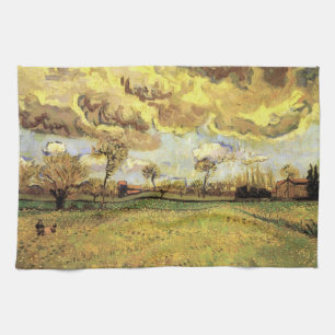 Landschap onder een Stormy Sky van Vincent van Gog Theedoek