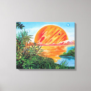 Landschap op Europa - Sci-Fi Jupiter Maan Schilder Canvas Afdruk