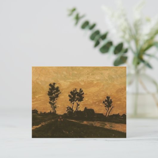 Landschap op Sunset, Van Gogh Fine Art Briefkaart (Staand voorkant)