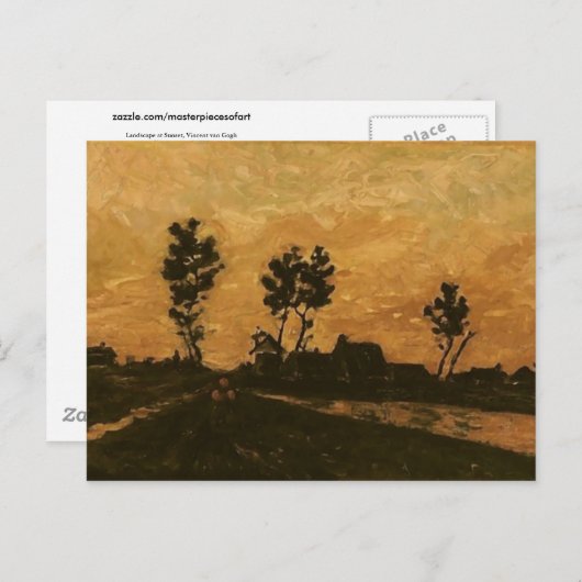 Landschap op Sunset, Van Gogh Fine Art Briefkaart (Voorkant / Achterkant)