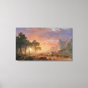 landschap, Oregon Trail van Bierstadt Canvas Afdruk