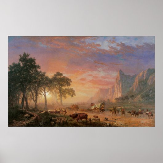 landschap, Oregon Trail van Bierstadt Poster (Voorkant)