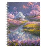 Landschap Overlopend met delicate roze flora Notitieboek (Voorkant)
