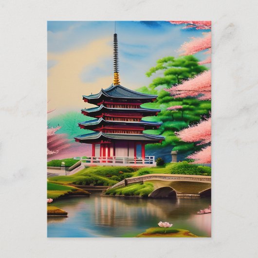 Landschap Pagoda Briefkaart (Voorkant)