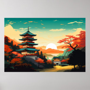 Landschap Panoramisch Oosters Landschap Natuur Poster