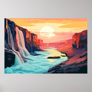 Landschap Panoramische waterval Landschap Natuur Poster