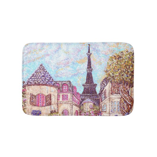 Landschap Paris Eiffel pointillisme badmat (Voorkant)
