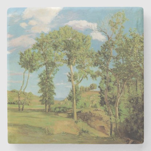 Landschap Paysage Frederic Bazille Impressionist Stenen Onderzetter (Voorkant)