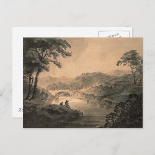 Landschap (pen en inktwas) briefkaart (Voorkant / Achterkant)