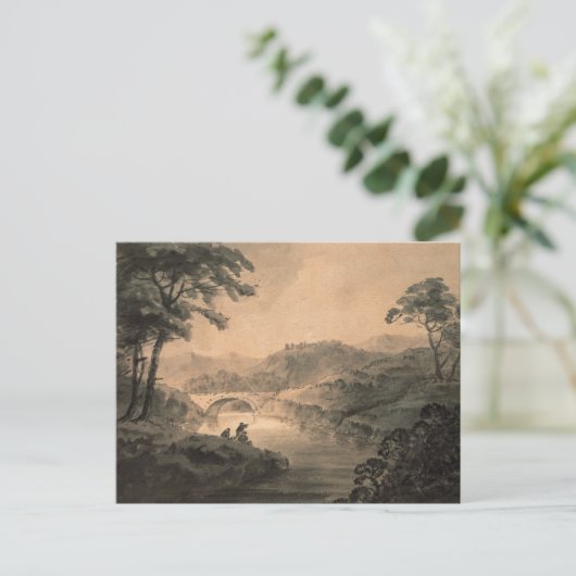 Landschap (pen en inktwas) briefkaart (Staand voorkant)