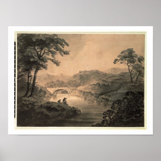 Landschap (pen en inktwas) poster (Voorkant)