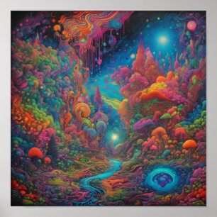 Landschap Psychedelic Poster