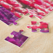 Landschap Puzzle: Roze Paarse Tulips Field Legpuzzel (Zijkant)