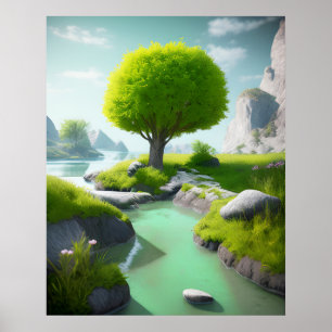 Landschap Realistisch En Natuurlijk Poster