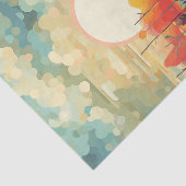 Landschap rood en wit klaprozen zon tissuepapier (Detail)