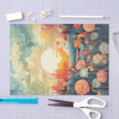 Landschap rood en wit klaprozen zon tissuepapier (Craft)