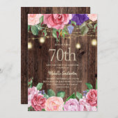 Landschap Roze Paarse Bloemen Slingerlichten 70e Kaart (Voorkant / Achterkant)