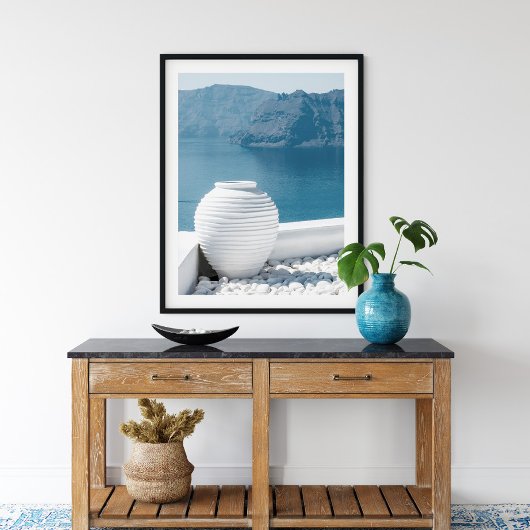 Landschap Santorini Griekenland en Vase Poster