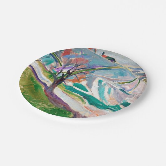 Landschap Schilderen Edward Munch Papieren Bordje (Gekanteld)