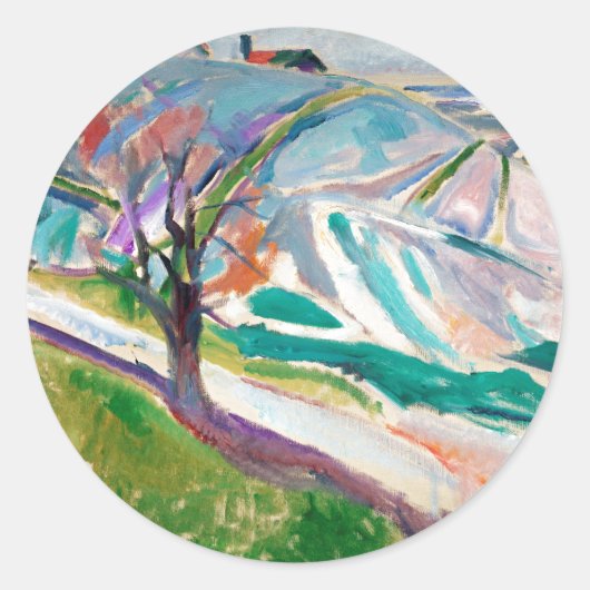 Landschap Schilderen Edward Munch Ronde Sticker (Voorkant)