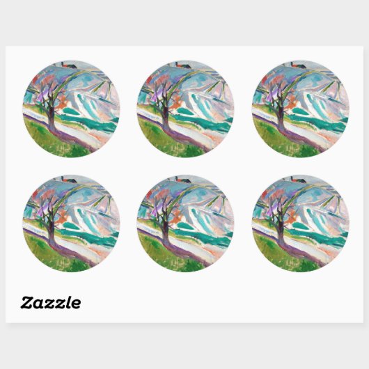 Landschap Schilderen Edward Munch Ronde Sticker (Vel)