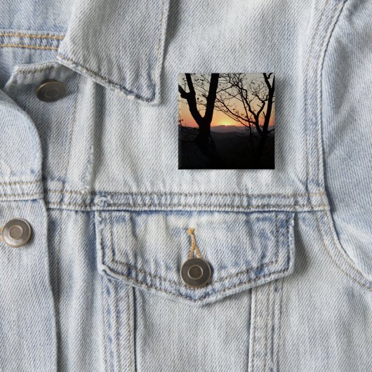 Landschap Shenandoah Sunset National Park Vierkante Button 5,1 Cm (In situ)