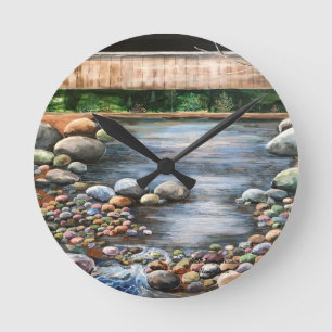 Landschap The Brook Handgeschilderde Originele Ku Ronde Klok