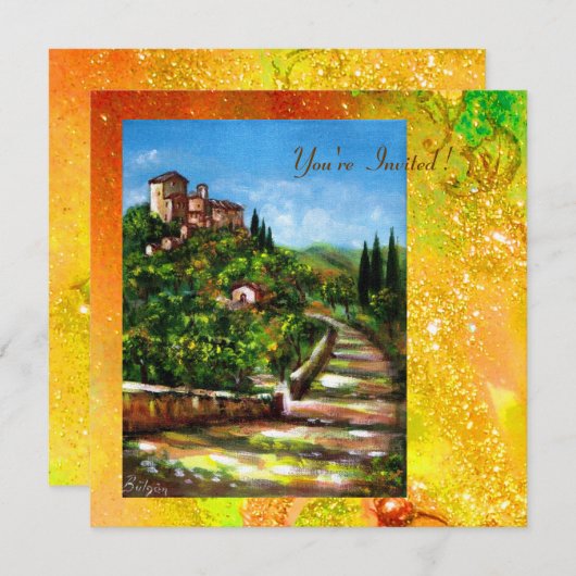 LANDSCHAP TOSCANE, rode groene gele gouden glinste Kaart (Voorkant / Achterkant)