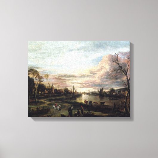 landschap van 1650 op Sunset Canvas Print (Voorkant)