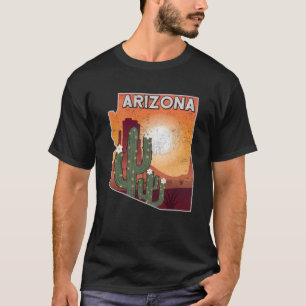 Landschap van Arizona State Kaart Amerikaans woest T-shirt