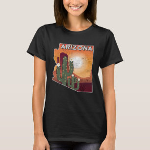 Landschap van Arizona State Kaart Amerikaans woest T-shirt