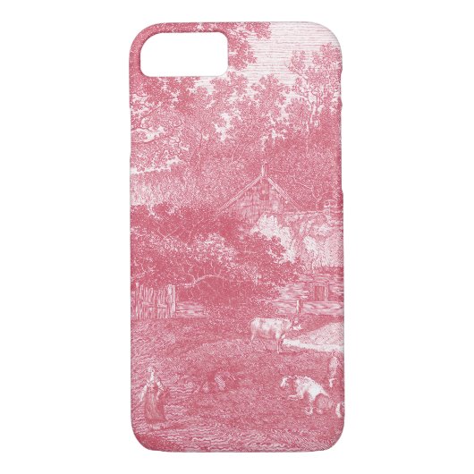 Landschap van de Franse Toile de Jouy Shabby Case-Mate iPhone Case (Achterkant)