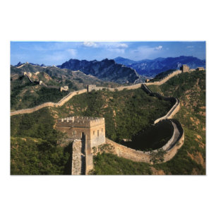 Landschap van de Grote Muur, Jinshanling, China Foto Afdruk