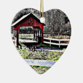 Landschap van de rode overbrugde keramisch ornament (Rechts)