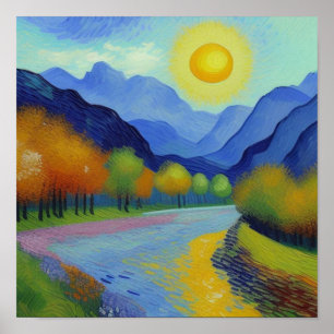 Landschap Van Gogh stijl Poster
