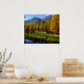 Landschap van het bergmeer poster (Keuken)