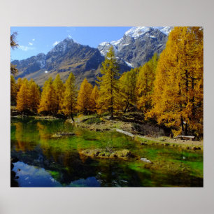 Landschap van het bergmeer poster