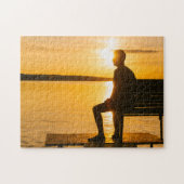 Landschap van het eenzame Man Beach Lake Sunset Sc Legpuzzel (Horizontaal)