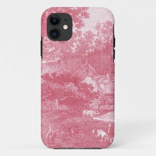 Landschap van het Franse Roze Toile de Jouy Shabby iPhone 11 Hoesje
