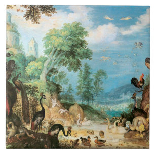 landschap van Roelant Savery met vogels Tegeltje