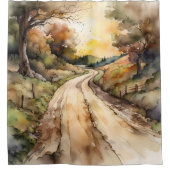Landschap van Sunset Country Road Douchegordijn (Voorkant)