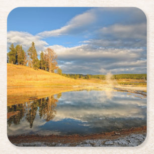 Landschap van Yellowstone Vierkante Kartonnen Onderzetter