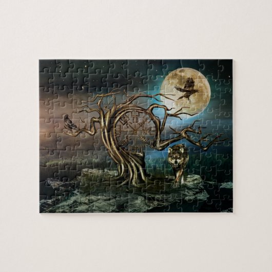 Landschap Vegvisir Tree Moon Legpuzzel (Horizontaal)