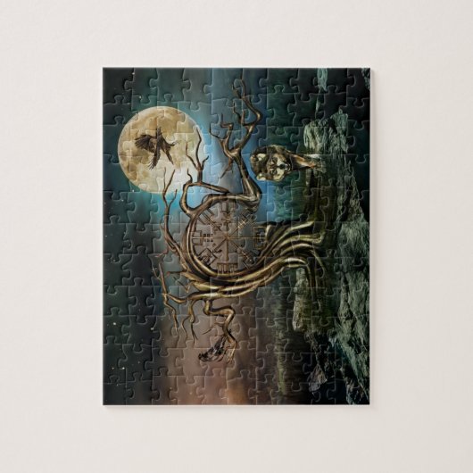 Landschap Vegvisir Tree Moon Legpuzzel (Verticaal)
